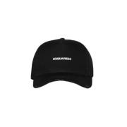 Dsquared2 Svart Broderad Logotyp Böjd Peak Hatt Black, Herr