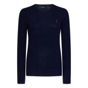 Polo Ralph Lauren Slimmad kabelstickad tröja med ribbad rund hals Blue...