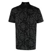 Versace Barock Jacquard Bomull Polo Svart Black, Herr