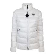 Blauer Vit Pufferjacka Koreansk Krage White, Dam