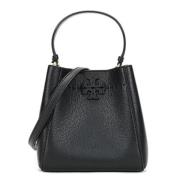 Tory Burch Snygg Läder Crossbody Väska Black, Dam