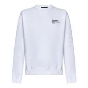 Dsquared2 Vit Crewneck Sweatshirt med Svart Text White, Herr