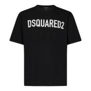 Dsquared2 Svart Logo Loose Fit T-shirt Black, Herr