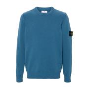 Stone Island Blå Crew-neck Lambswool Sweater Blue, Herr