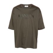 Lanvin Broderad Logotyp Crew Neck T-shirt Gray, Herr