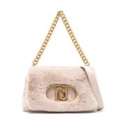 Liu Jo Faux-Fur Chain-Link Axelväska Beige, Dam