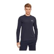 Emporio Armani EA7 Stretch Rund Hals Långärmad T-shirt Blue, Herr