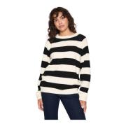 Saint Tropez Ice Black Stripe Stickad Tröja Multicolor, Dam