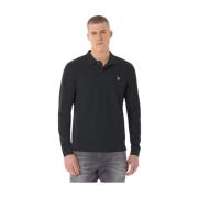 U.s. Polo Assn. Svart Polo T-shirt med Logobroderi Black, Herr