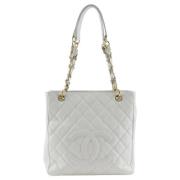 Chanel Vintage Pre-owned Tyg totevskor White, Dam