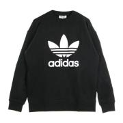 Adidas Svart/Vit Crewneck Sweatshirt Trefoil Logo Black, Dam