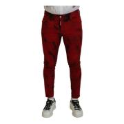 Dsquared2 Röd Tie-Dye Skinny Denim Jeans Red, Herr