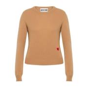 Moschino Brun Sweater med Hjärtmotiv och Crew Neck Brown, Dam