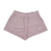 Nike Ribbstickade Jersey Shorts i Taupe/Vit Pink, Dam