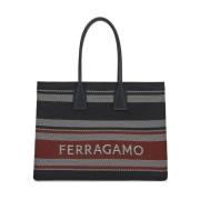 Salvatore Ferragamo Flätad Stripe Mönster Tote Väska Multicolor, Dam