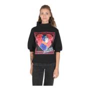 Love Moschino Svart Bomullsblandad Sweatshirt Black, Dam