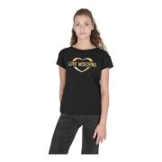 Love Moschino Svart bomull spandex T-shirt Black, Dam