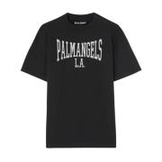 Palm Angels Logo Print Crew Neck T-shirt Black, Herr