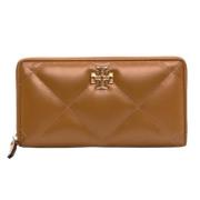 Tory Burch Brun Läderplånbok med Quiltat Design Brown, Dam