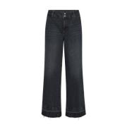 MOS Mosh Straight-leg Dark Grey Jeans med råa kanter Gray, Dam