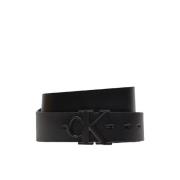 Calvin Klein Svart Läderbälte Spänne Casual Sportig Black, Herr