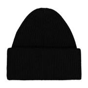 Laneus Kashmir Ribbstickad Beanie Mössa Black, Unisex