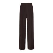 Kiton Flowing Wool Palazzo Trousers Brown, Dam