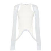 Off White Svart Stickad Crew Neck Topp White, Dam