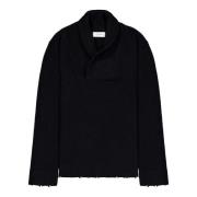 Laneus Sweater med Shawl Neck i Ull Italien Black, Herr