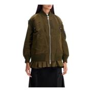 Sacai Outdoor Layered Nylon Bomber Vest Green, Dam