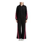 Emporio Armani EA7 Enfärgad Dragkedja Tracksuit med Huva Black, Dam