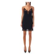 Saint Laurent Svart Spets Lingerie Mini Klänning Black, Dam