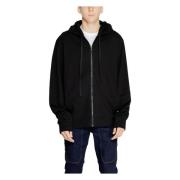 Emporio Armani Svart Zip-Up Hoodie med Fickor Black, Herr