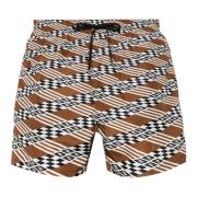 Fendi Geometrisk FF Print Badshorts Brown, Herr