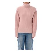 Stella McCartney Mysig Turtleneck Cashmere Sweater Rose Pink, Dam