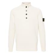 Stone Island Vit Turtleneck Tröja med Badge White, Herr