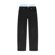 Alexander Wang Modern Wide-Leg Cropped Jeans Black, Dam