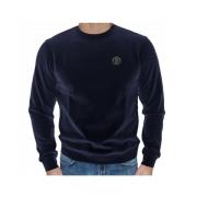 Plein Sport Sportigt Bl Sweatshirt med Logotryck Blue, Herr