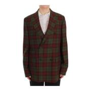 Bencivenga Elegant dubbelknckig ullblazer med rutmns Multicolor, Dam