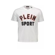 Plein Sport Vit T-shirt med rund hals och kontrasterande accenter Whit...