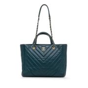 Chanel Vintage Pre-owned Laeder totevskor Blue, Dam