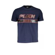 Plein Sport Blå Rundhals T-shirt med Tryckdetalj Blue, Herr