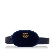 Gucci Vintage Pre-owned Sammet crossbodyvskor Blue, Dam