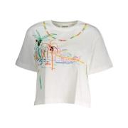 Desigual Snygg vit T-shirt med kontrasttryck White, Dam