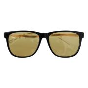 Diesel Elegant Svart Acetat Solglasögon med Gula Linser Black, Herr