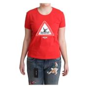 Moschino Röd T-shirt med triangeltryck Red, Dam