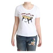 Moschino Lekfull Bomull Rund Hals Tee White, Dam