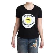 Moschino Stiligt Milano Print Bomull T-shirt Black, Dam