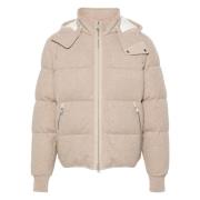 Ermenegildo Zegna Kashmir Vadderad Jacka med Avtagbar Huva Beige, Herr