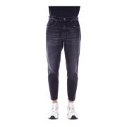 Dondup Svart Logo Jeans Knappar Dragkedja Fickor Black, Herr